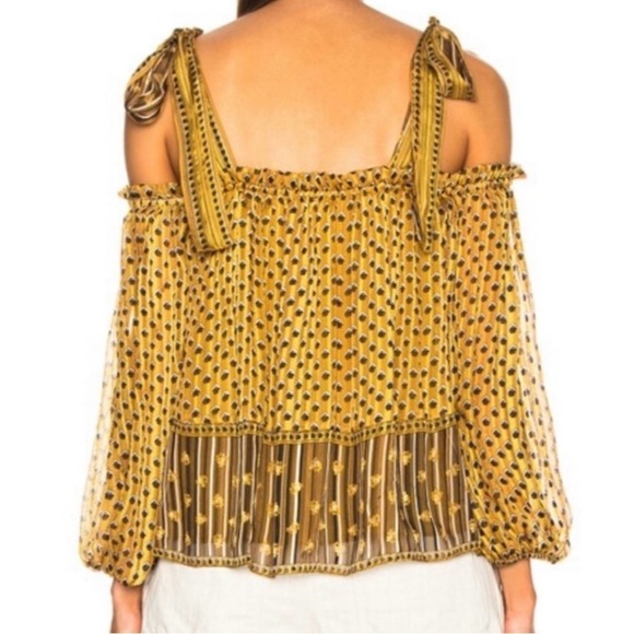 Ulla Johnson Gold Clement Silk Blouse Size 4 - Picture 3 of 12